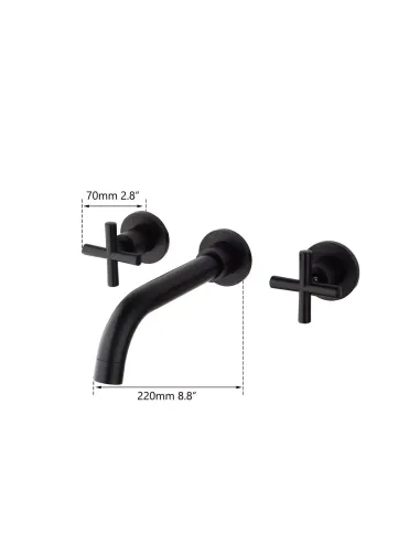 Змішувач для раковини двовентильний Wezer VAL10-10-BLACK, прихований монтаж