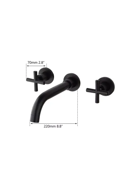 Змішувач для раковини двовентильний Wezer VAL10-10-BLACK, прихований монтаж