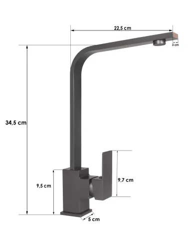 Смеситель для кухни Wezer PRO4-02-GUNGREY, нержавеющая сталь