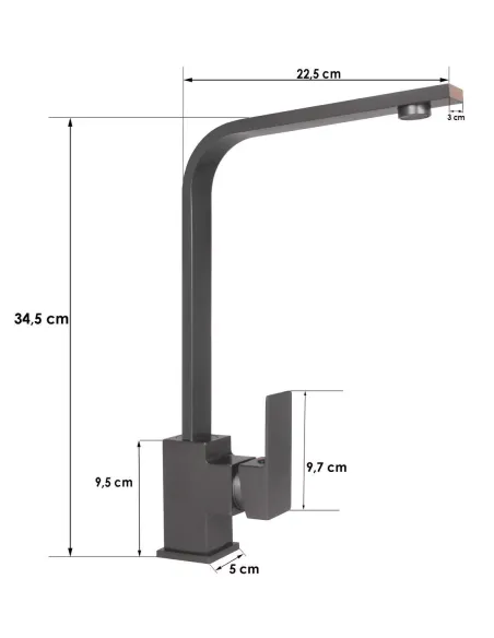 Змішувач для кухні Wezer PRO4-02-GUNGREY, нержавіюча сталь