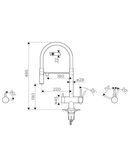 Смеситель для кухни Wezer TOP4-01-SATIN с подключением к очистке воды, серый гофроизлив
