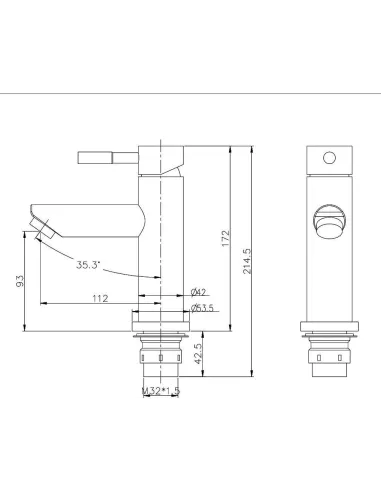 Смеситель для умывальника Wezer EKO1A-01, однорычажный