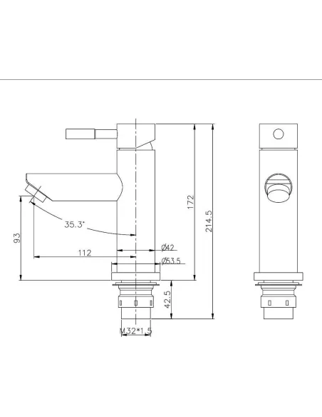 Змішувач для умивальника Wezer EKO1A-01, одноважільний