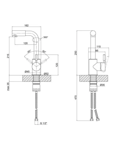 Змішувач для умивальника Wezer EKO1B-01, одноважільний