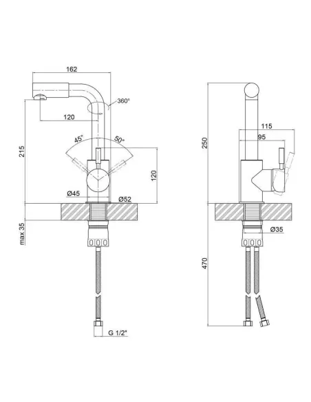 Змішувач для умивальника Wezer EKO1B-01, одноважільний