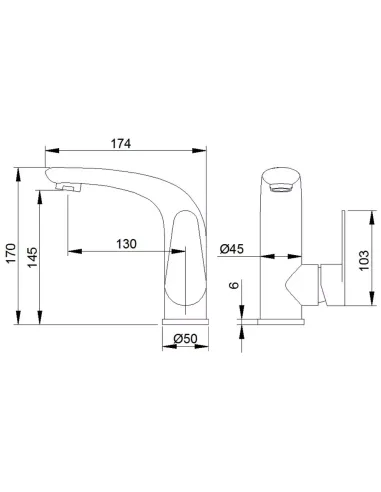Змішувач для умивальника Wezer INX1A-04, одноважільний