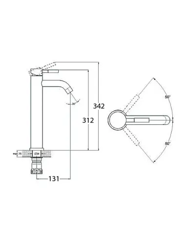 Змішувач для умивальника Wezer EKO11C-01-BLACK, одноважільний, високий