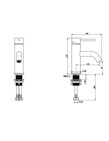 Смеситель для умывальника Wezer EKO1C-01-BLACK, однорычажный
