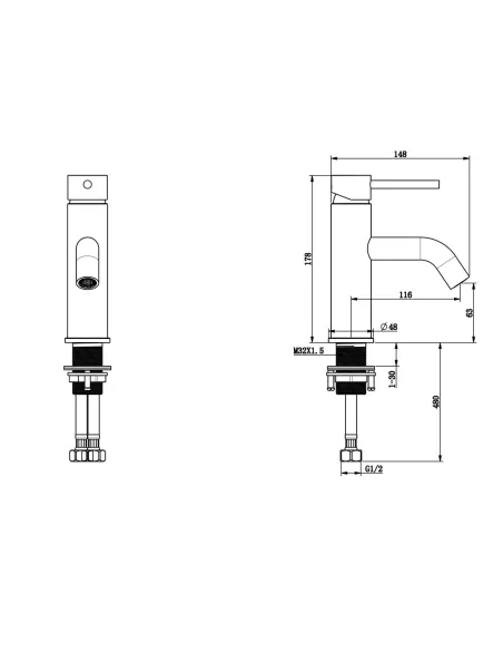 Смеситель для умывальника Wezer EKO1C-01-BLACK, однорычажный
