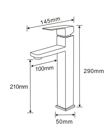 Смеситель для умывальника Wezer PRO11-02-BLACK, однорычажный, высокий