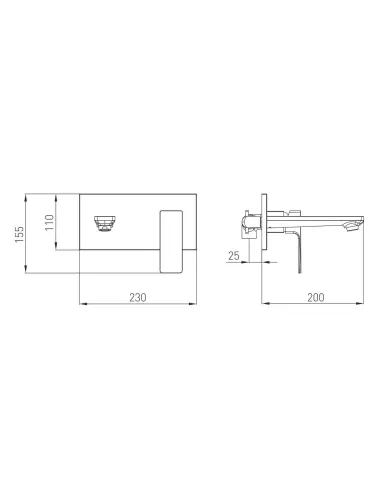 Смеситель для раковины скрытого монтажа Wezer PRO10-02-BLACK, однорычажный