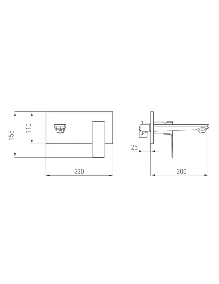 Смеситель для раковины скрытого монтажа Wezer PRO10-02-BLACK, однорычажный