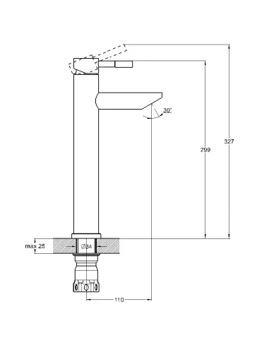 Смеситель для умывальника Wezer EKO11A-01, однорычажный, высокий