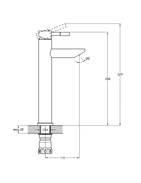 Змішувач для умивальника Wezer EKO11A-01, одноважільний, високий