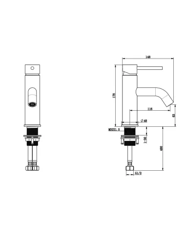 Змішувач для умивальника Wezer EKO1C-01, одноважільний