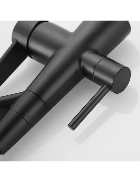 Смеситель для кухни Wezer INX4A-08-BLACK с подключением к очистке воды, черный гофроизлив
