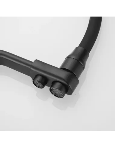 Змішувач для кухні Wezer INX4A-08-BLACK з підключенням до очищення води, чорний гофровилив