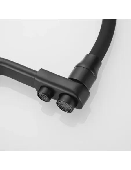Смеситель для кухни Wezer INX4A-08-BLACK с подключением к очистке воды, черный гофроизлив