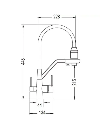 Смеситель для кухни Wezer INX4A-08-BLACK с подключением к очистке воды, черный гофроизлив
