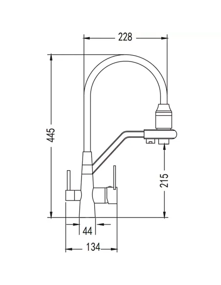Змішувач для кухні Wezer INX4A-08-BLACK з підключенням до очищення води, чорний гофровилив