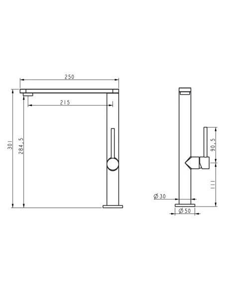 Смеситель для кухни Wezer EKO4G-01 BLACK, нержавеющая сталь