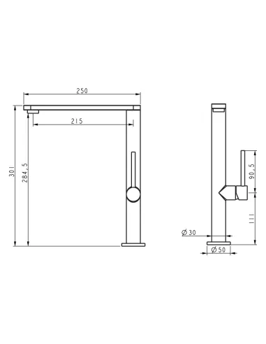 Змішувач для кухні Wezer EKO4G-01, нержавіюча сталь.