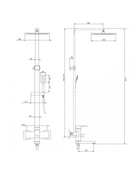 Душова система з виливом Wezer PRO16-02, нержавіюча сталь