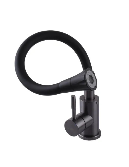 Смеситель для кухни Globus Lux Alpen SBT1-203SA-GP-B01, черный гофроизлив с душевой насадкой