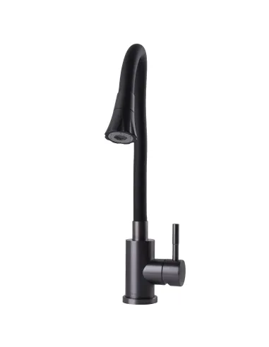 Смеситель для кухни Globus Lux Alpen SBT1-203SA-GP-B01, черный гофроизлив с душевой насадкой