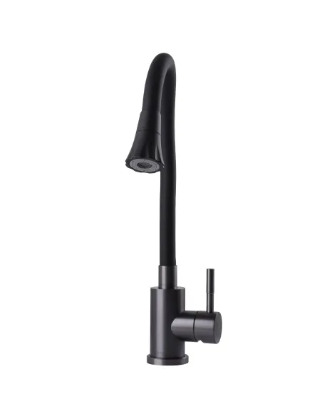 Смеситель для кухни Globus Lux Alpen SBT1-203SA-GP-B01, черный гофроизлив с душевой насадкой