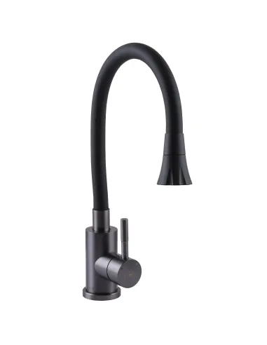 Змішувач для кухні Globus Lux Alpen SBT1-203SA-GP-B01, чорний гофровилив з душовою насадкою