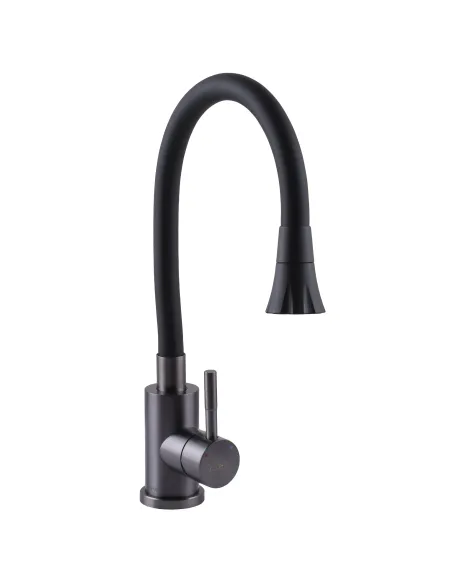 Смеситель для кухни Globus Lux Alpen SBT1-203SA-GP-B01, черный гофроизлив с душевой насадкой