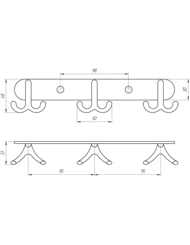 Планка с крючками Perfect Sanitary Appliances RM 1502-3