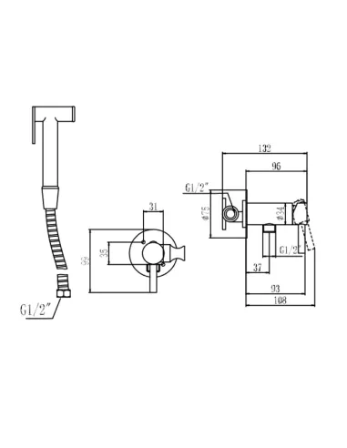 Змішувач для біде Wezer EKO9B-01 з гігієнічним душем