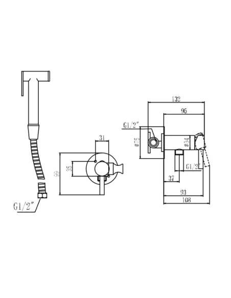 Смеситель для биде Wezer EKO9B-01 с гигиеническим душем