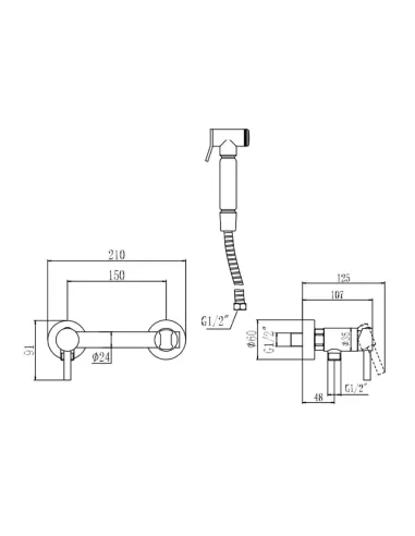 Змішувач для біде Wezer EKO9A-01-BLACK з гігієнічним душем