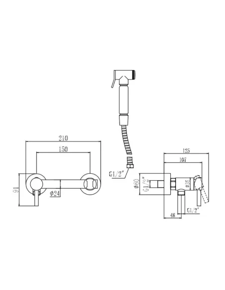 Змішувач для біде Wezer EKO9A-01-BLACK з гігієнічним душем