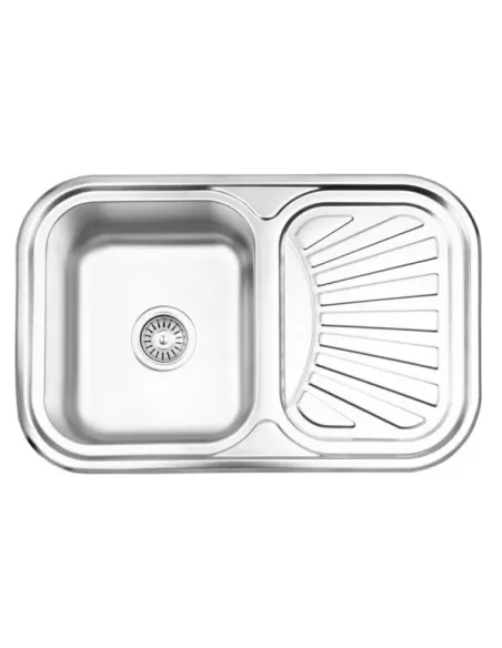 Мойка для кухни прямоугольная Wezer 7549(08) Satin из нержавеющей стали, 750 x 490 x 180 мм