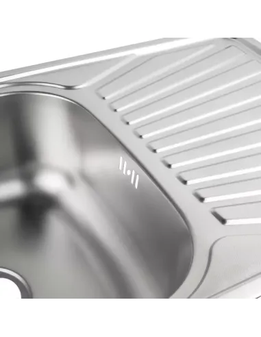 Мийка прямокутна для кухні Wezer 7549(08) Decor з нержавіючої сталі, 750 x 490 x 180 мм