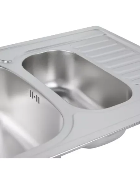 Мийка прямокутна для кухні Wezer 7850(08) Satin з нержавіючої сталі, з двома чашами