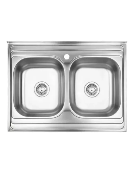 Мойка для кухни прямоугольная Wezer 7848(08) Deсоr из нержавеющей стали, с двумя чашами