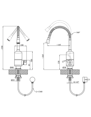 Змішувач для кухні з підігрівом води Wezer SDR-F05 з гнучким виливом