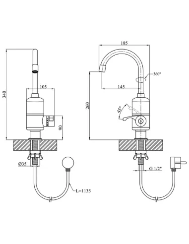 Змішувач для кухні з підігрівом води Wezer SDR-A05