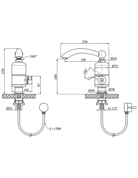Змішувач для кухні з підігрівом води Wezer SDR-D05