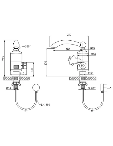 Змішувач для кухні з підігрівом води Wezer SDR-D05T