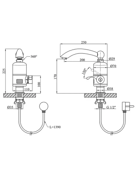 Смеситель для кухни с подогревом воды Wezer SDR-D05T Смеситель для кухни с подогревом воды Wezer SDR-D05T