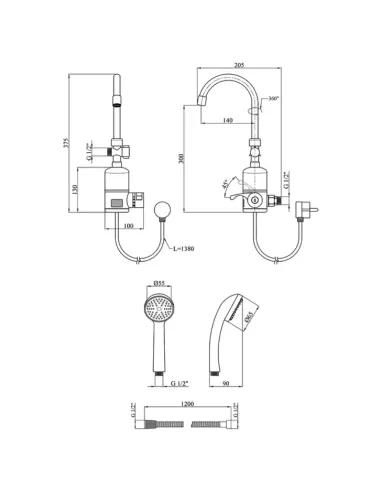 Змішувач для ванни з підігрівом води Wezer SDR-B05WST