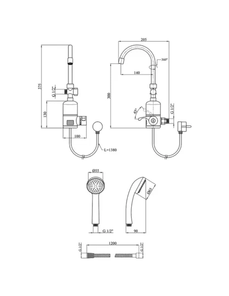 Смеситель для ванны с подогревом воды Wezer SDR-B05WST