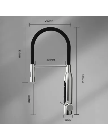 Змішувач для кухні з підігрівом води Wezer RSH-601-REFLECTOR з гнучким виливом