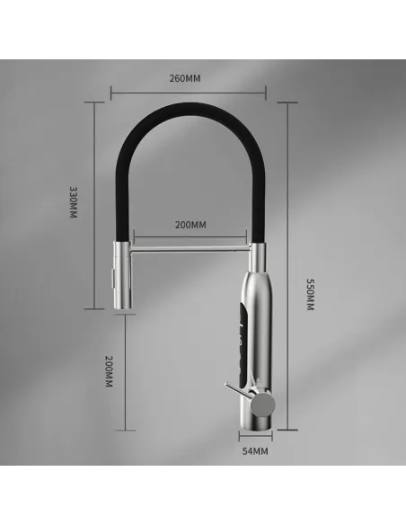 Змішувач для кухні з підігрівом води Wezer RSH-601-REFLECTOR з гнучким виливом